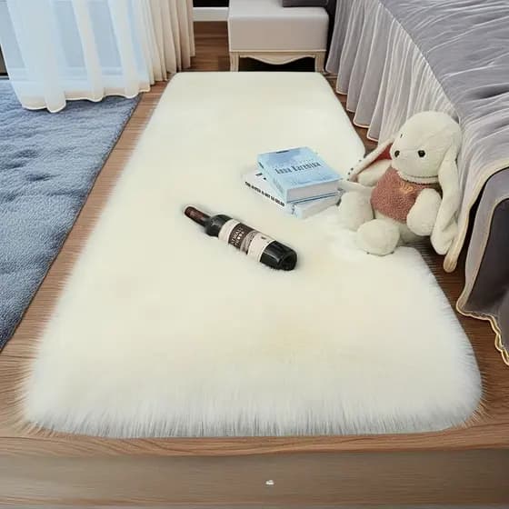 1PC tapete de pele de carneiro de lã longa à prova de pele, tapete de área de quarto de sala de estar, tapete fofo decor