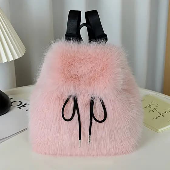Mochila feminina, mochila pequena feminina, bolsa pequena de viagem, mochila de elemento de pelúcia, mochila multiuso, m