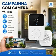 Campainha Inteligente Sem Fio Câmera WiFi 1080P HD Visão Noturna Áudio Bidirecional Portátil