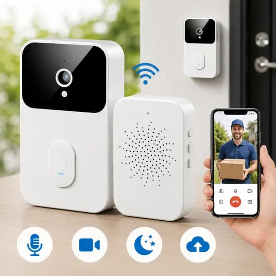 Campainha Inteligente WiFi Sem Fio Câmera 1080p Intercomunicador Vídeo Visão Noturna Segurança Residencial