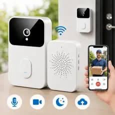 Campainha Inteligente WiFi Sem Fio Câmera 1080p Intercomunicador Vídeo Visão Noturna Segurança Residencial