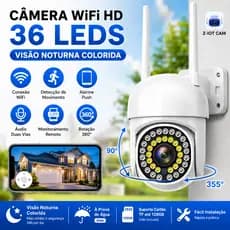 Câmera Com 36 LEDs Infravermelhos Alarme De Detecção De Movimento full HD 1080P 360 ° WiFi Giratório , IP66 À Prova D'ág