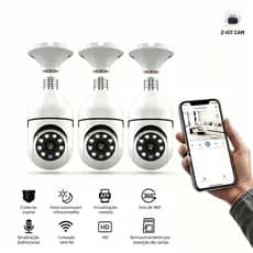 Câmera de Segurança Lâmpada E27 WiFi 360° Impermeável