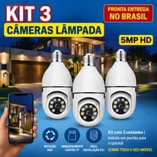 Câmera IP WiFi Sem Fio , 360 ° Giratório , Com Suporte Para Lâmpada Aparafusada E27 , Visão Noturna PTZ Full HD