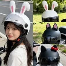 Orelhas Fofas para Capacete Moto | 3 Modelos Fofos Coelho/Raposa/Gato | Acessório Universal
