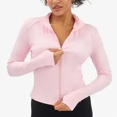 Jaqueta de yoga com zíper manga longa contraste cor Cardigan jaqueta de yoga feminino esportes topo feminino yoga Wear