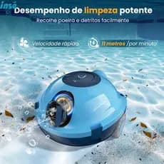 INSE Y10 Robô Limpador Piscina Sem Fio 90 Minutos Auto-Docking 1100ft² (102m²) Piscinas Planas