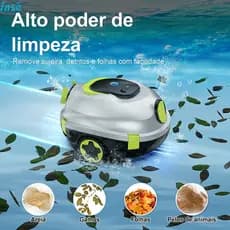 INSE Y20 Robô Limpador Piscina Sem Fio Recarregável Branco & Verde, Limpeza de Piso e Detritos