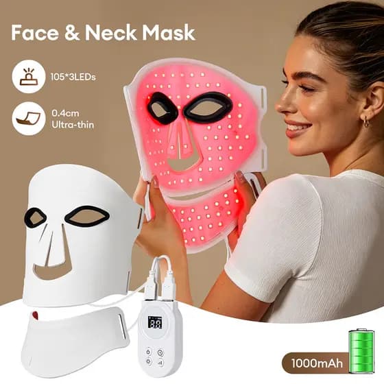 Máscara Facial De Silicone LED 7 Cores Terapia De Luz Fóton 105 LEDs 360 ° Cobertura Completa Para Rosto E Pescoço Dispo