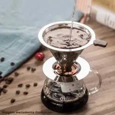 Filtro De Café INOX- Coador Sem Uso De Papel - COM ALÇA DE SILICONE Premium