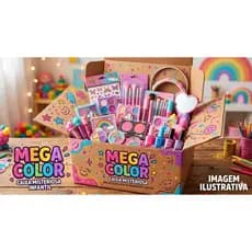Kit Infantil Criança De Maquiagem Com Necessaire no total Make Linda Completa mega color