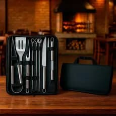 Kit 9 Para Churrasco Profissional Inox Chef Gourmet Utensílios luxo -envio imediato ON-LDO29