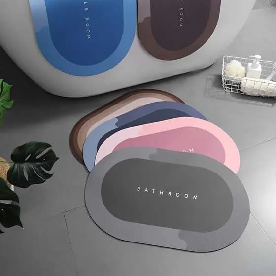 Tapete Absorvente oval  Secagem Rápida Antiderrapante de Banheiro/Porta