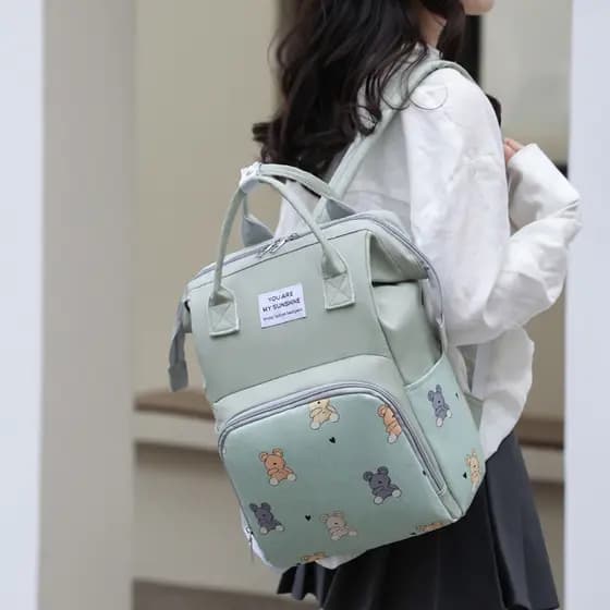 Nova bolsa de maternidade estampada, mochila multifuncional, bolsa elegante e fofa para mãe e bebê, bolsa de mãe, bolsa