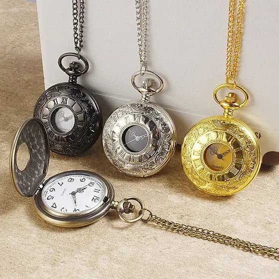 Retro padrão relógio de bolso Numeral romano colar de bolso lembrança antigo clássico relógio de quartzo relógio