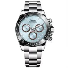 Relógio masculino mecânico automático de três ponteiros, seis olhos, à prova d'água, pulseira de aço, relógio de moda em