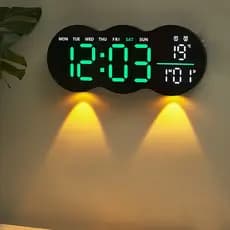 2026 Novo Estilo Sala de Estar Relógio de Parede Digital LED Relógio Eletrônico com Luz Despertador Multifuncional Confi