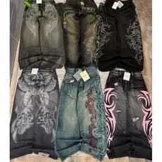 Calças Jeans Punk Y2K Oversized Unissex Moda Japonesa Retro Calças Largas Harajuku Hip-Hop Streetwear IOF5