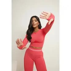 Conjunto Yoga Sem Costura Feminino Manga Curta Costas Bonitas Short Levanta Bumbum + Legging