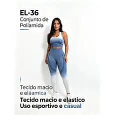 Conjunto poliamida EL-36 feminino, conjunto yoga ginásio sem costura: sutiã regata + legging macio elástico
