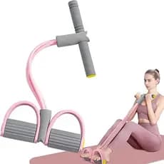 Faixa de resistência 4 tubos extensor com pedal, equipamento fitness yoga para treinar abdômen, cintura e braços
