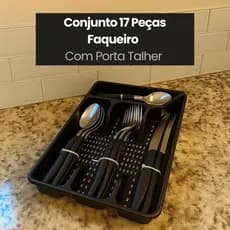 Faqueiro 17 Pecas Estojo Preto Alta Durabilidade Design Moderno😘😍