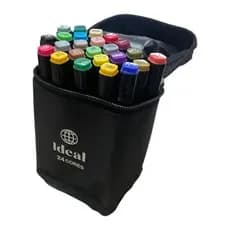 Estojo Kit 24 Canetas Hidrográficas Coloridas Versáteis Para Desenho Arte Escolar