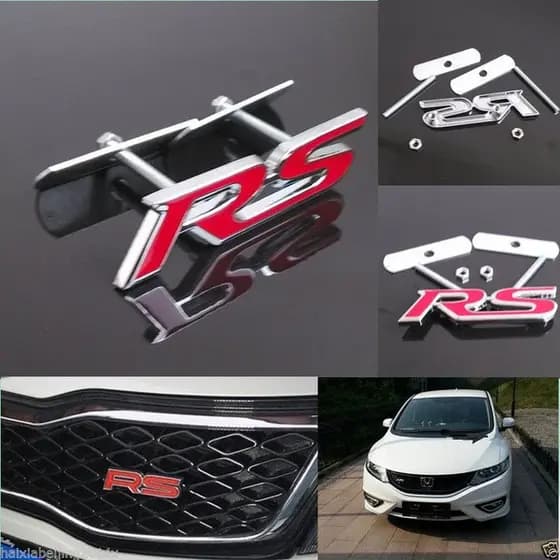 Emblema de Metal 3D RS para Carro, Logo para Grade Frontal, Acessórios para Carro Esportivo 0841 9586