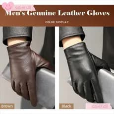 Luvas de Couro de Pele de Carneiro OSIERD, Luvas de Motocicleta Masculinas de Couro Genuíno, Quentes, Isoladas e com Tel