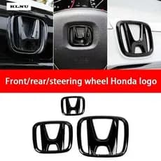 KLNU Honda Jazz/City/HRV/Civic/BRV/Emblema Logo H Preto Brilhante/Emblema Preto Brilhante (Frente e Traseira) 1 peça Ins