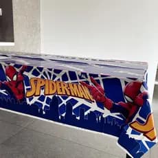Toalha de mesa descartável de plástico com tema do Homem-Aranha, usada para decoração de festas, tamanho 137 * 183 cm.