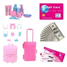 Acessórios para Bonecas Fashion Doll, Miniatura Dollor Mala para Casa de Bonecas, Brinquedo Infantil, Adequado para Bone
