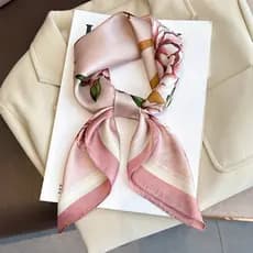 Lenço de Seda de Luxo para Mulheres 70 * 70 cm, Estampado, Lenço Quadrado para Cabeça e Pescoço, Xale para Escritório, L