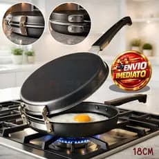Frigidera Omeleteira Dupla Panquequeira Antiaderente Teflon com Trava Alumínio 18CM