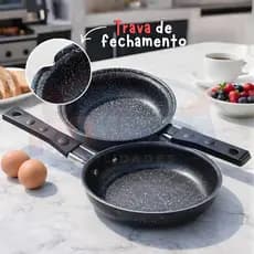 Frigideira Omeleteira Dupla Antidarente Teflon Panquequeira Hamburgueira 14cm