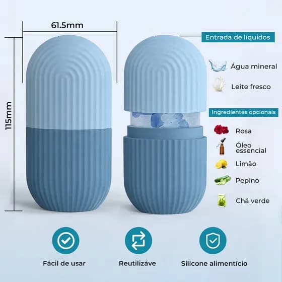 Rolo Facial de Gelo Silicone | Massageador Rosto Alivia Inchaço e Olheiras Skincare