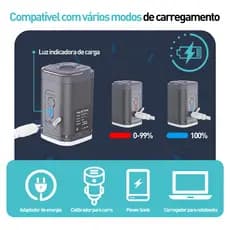 Mini Compressor De Ar Portatil Recarregavel USB Bomba Encher Pneu Moto Carro Bike Com Lanterna Lampiao