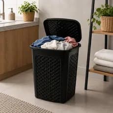 Cesto de Roupa Suja Rattan 45 Litros Organização Casa Lavanderia Banheiro Quarto Multiuso Resistente