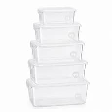 Kit 5 Pote Transparente Elegance 1 a 6L Resistente Para Cozinha Despensa Geladeira Mantimento Organização