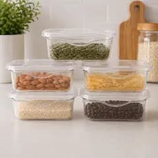 Kit 5 Pote Organizador 700ml com Tampa Leve 5 Pague 4 Para Cozinha Despensa Geladeira Mantimento Casa