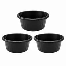 Kit 3 Bacias 13 Litros Pretas Caneladas Reforçadas Multiuso Lavanderia Limpeza Jardim