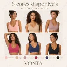 Sutiã Top Feminino Sem Costura com Bojo Removível Decote V Confortável Uso Diário