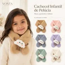 Cachecol Infantil de Pelúcia Fofo Gola Quentinha para Bebê Criança Menina Menino Inverno