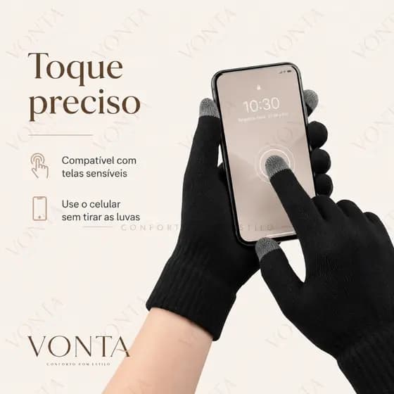 Luva Touch Screen de Inverno Unissex Térmica Quentinha para Celular Frio Moto Bike Trabalho