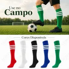 Meião de Futebol Cano Longo Adulto Meia Esportiva para Jogo Treino Campo Copa do Mundo Torcida