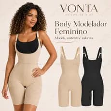 Body Modelador Feminino com Short Sem Costura Alça Ajustável Cinta Alta Compressão Modela Cintura Abdômen