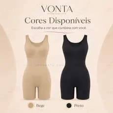 Body Modelador Feminino Com Short Sem Costura Cinta Modeladora Compressão Abdômen Cintura Bege Preto