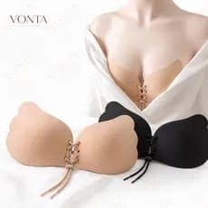 Sutiã Adesivo Invisível Push Up Sem Alças Tomara Que Caia Com Ajuste Frontal Levanta Seios Nude Preto P ao GG
