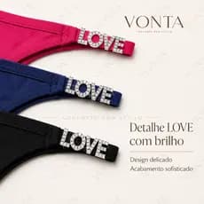 Calcinhas Femininas Fio Dental Sem Marca Tanga LOVE Cores Sortidas Confortável