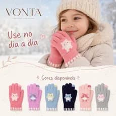Luva Infantil de Inverno Quentinha de Tricô com Desenho Fofo para Bebê Criança Menina